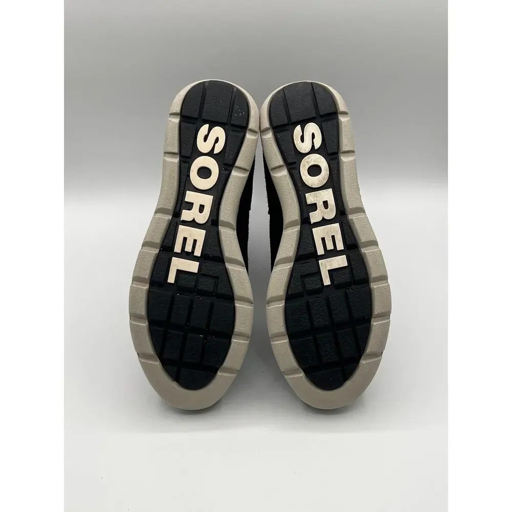 Sorel Explorer Zip Waterproof Suede Fleece Lined Boots Womens size 9 Black